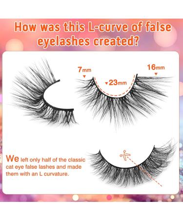 L Curl Half Strip Natural Look 3D Fluffy False Eyelashes - Pack of 7 Pairs | Reusable Wispy Cat Eye Lashes for Extensions-like Look - Buy Online on GoSupps.com