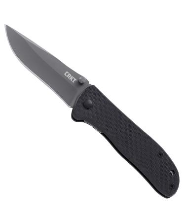 CRKT Drifter EDC Folding Pocket Knife: Everyday Carry, Gray Ti Nitride Blade, Thumb Stud Opening, Black G10 Handle, Pocket Clip 6450K Black G10 Handle Folding Knife