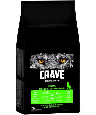 Crave adult dry food with lamb & beef 7kg (1 bag) - premium dog food dry with high protein content and without grain - made with 100 percent natural lamb & beef lamb & beef 7 kg (1 Pack)