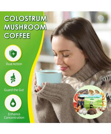 Colostrum Coffee with 10 Mushroom Blend- Lion's Mane Chaga Cordyceps Turkey Tail Reishi Coffee Alternative for Gut health & Improved Focus Immune Support Supplement Vegan Non-GMO 15 Servings - Buy Online on GoSupps.com