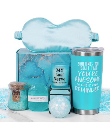 Gifts for Women Relaxing Spa Gift Basket Set Bath and Body Care Mothers Day Gifts Christmas for Mom From Daughter Son Sister (Blue)