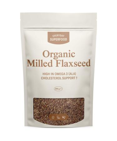 Organic Milled Flaxseed 200g Premium Cold Pressed and Ground Flax Seeds Natural Raw Vegans and Kosher 200 g (Pack of 1)