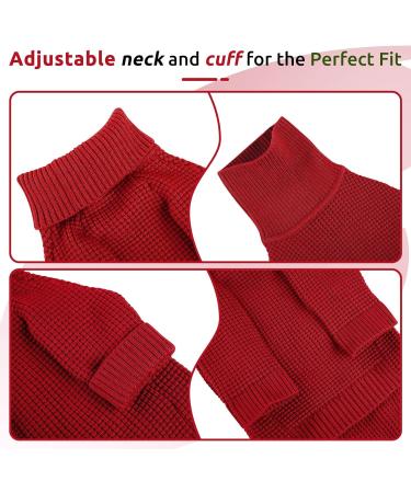 Convinit Winter Dog Sweater for Small & Medium Dogs - Cozy Knit Roll Collar Sweater for Chihuahua Dachshund French Bulldog | Red XL - Buy Online on GoSupps.com
