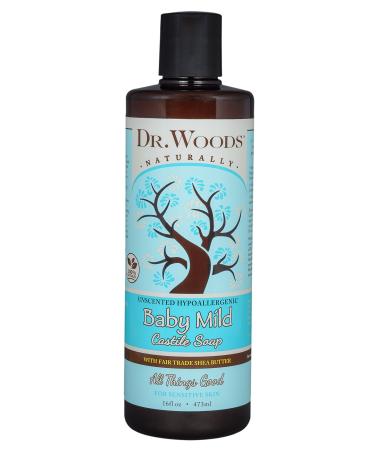 Dr. Woods Unscented Baby Mild Liquid Castile Soap with Organic Shea Butter, 16 Ounce