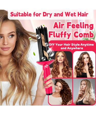 Curling Roll Comb Curling Hair Brush Hair Fluffy Curling Brush Hair Rollers Styling Brush for Curly Hair Hair Curling Roll Comb for Women Girls Heatless Curling Wand Comb Hair Dryer Accessories Pink - Buy Online on GoSupps.com
