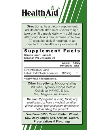 HealthAid Fermented Black Garlic Once-Daily Odorless Softgel | 30 Softgels | Rich in S-Allylcysteine | Vegan & Non-GMO - Buy Online on GoSupps.com