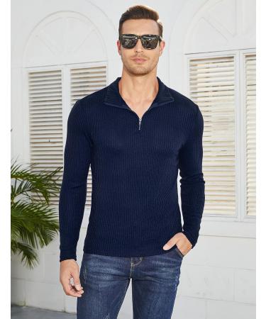 TURETRENDY Men's Blue Quarter Zip Muscle T-Shirt - Size XL - Buy Online on GoSupps.com