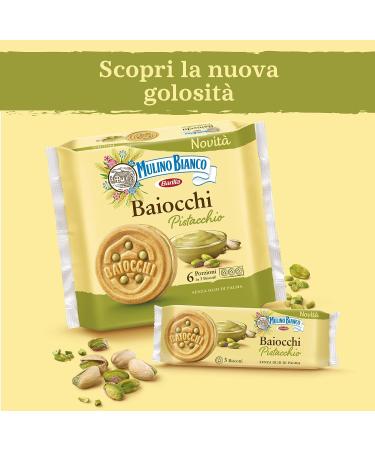 Mulino Bianco Pistachio Baiocchi Biscotti - Palm Oil-Free Breakfast or Snack - 6 Servings of 3 Cookies - Buy Online on GoSupps.com