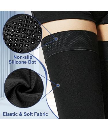 Beady Medical Compression Stockings for Women & Men - 20-30 mmHG Support for Varicose Veins & Edema - Silicone Band Thigh High Black Socks - Buy Online on GoSupps.com
