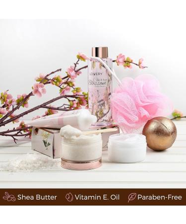 Luxurious Bath and Body Gift Basket for Women - Cherry Blossom Spa Set with Body Lotion Shower Gel Bath Bomb & More - Buy Online on GoSupps.com