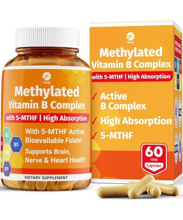 Vitamin B Complex  5-MTHF Folate with B1 B2 B5 B6 Methyl B12 Niacin Biotin  Wide Range of Benefits for Stress Heart Health Nervous System Support Healthy Brain Function - Buy Online on GoSupps.com