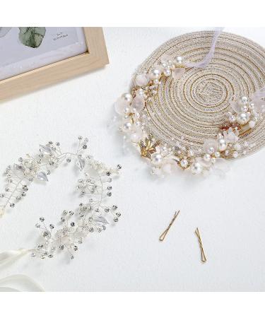 Wedding Flower Girl Headband Set - Rhinestone & Faux Pearl Hair Piece for Bride - Silver Bridal Accessories for Girls - Ideal for Wedding, Communion, Prom - Buy Online on GoSupps.com