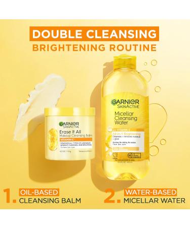 Garnier Erase It All Makeup Cleansing Balm with Vitamin C, Brightening Facial Cleanser and Makeup Remover, 4.2 Oz 4.2 Ounce (Pack of 1) - Buy Online on GoSupps.com
