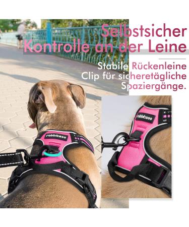 Rabbitgoo Anti-Pull Dog Harness for Medium Dogs - Adjustable Breathable No-Choke Design with Reflective Stripes - Perfect for Training & Safe Guidance - Pink (1 Pack) - Buy Online on GoSupps.com