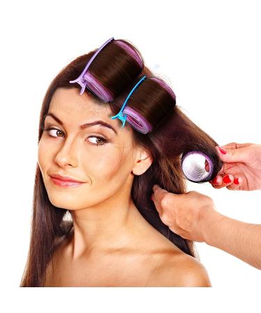 55mm Self Grip Hair Rollers Set - 18 Pieces with Duck Teeth Hair Clips for Women & Men - Buy Online on GoSupps.com