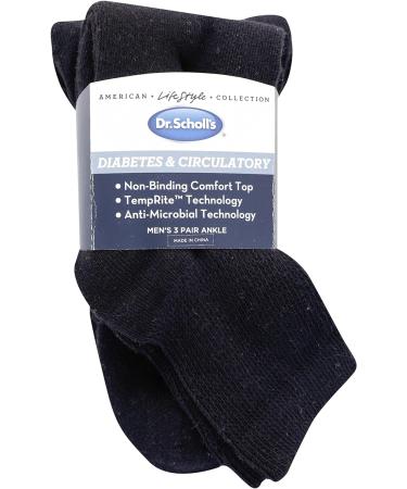 Dr. Scholl's Men's Diabetes & Circulator Socks - 3 Pair Pack - Comfortable Ankle Socks for Diabetic Men - Buy Online on GoSupps.com