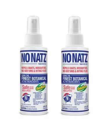 No Natz Botanical Bug Repellant, Effective for Gnat, Mosquito, and Biting Flies, Hand-Crafted and DEET-Free, Non-Greasy Formula, 4 Ounce Spray Bottle, 2-Pack
