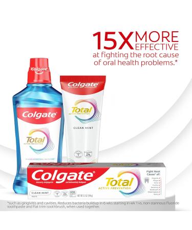 Colgate Total Active Prevention Clean Mint Toothpaste Anticavity Fluoride Toothpaste Clinically Proven Formula That Fights Plaque Bacteria Mint 4 Pack 5.1 oz - Buy Online on GoSupps.com