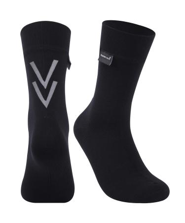 RANDY SUN Merino Wool Hiking Waterproof Socks, Unisex Lightweight Breathable Multisport Crew Socks 1 Pair Black-37% Merino Wool Medium