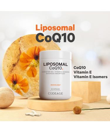 Codeage Liposomal CoQ10 Supplement - 125 mg Coenzyme Q10 with Vitamin E - Vegan Non-GMO Gluten-Free - 60 Capsules for Energy & Antioxidant Support - Buy Online on GoSupps.com