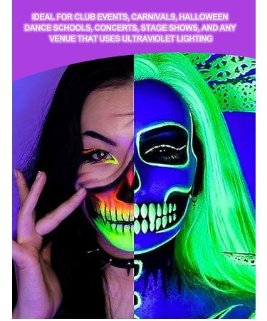 UV Neon Blacklight Body Paint Set with Brushes - Vibrant Neon Colors for Christmas Parties Dance Events & Art Projects - Long-Lasting Glow Under Blacklight - Buy Online on GoSupps.com