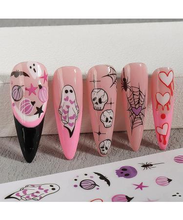 Halloween Nail Art Stickers - 6PCS Self-Adhesive Cute Decals | Bat Pumpkin Spider & Ghost Designs for Women & Girls - DIY Decoration Supplies - Buy Online on GoSupps.com