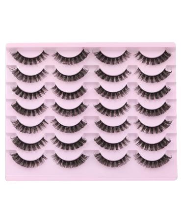 wiwoseo D Curly Wispy False Eyelashes - 14 Pairs Faux Mink 3D Effect 15MM - Buy Online on GoSupps.com