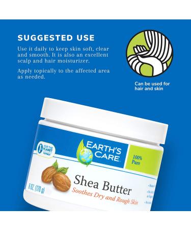 Earth's Care 100% Pure Shea Butter 6 oz | Natural Moisturizer for Skin & Hair - Buy Online on GoSupps.com