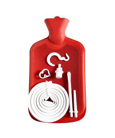 Abyclean Enema Bag Kit Rubber Anal Douche Vaginal Douche Enema Cleaner for Womens or Mans Health (Red, 2L) Rubber-red-2l