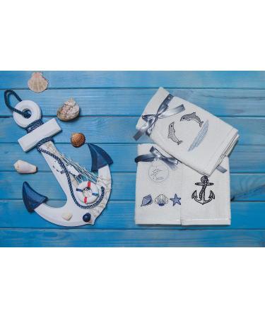 Luxury Ocean Themed Dolphins Fingertip Towels - 6-Piece Set 12x20 Inches - Buy Online on GoSupps.com