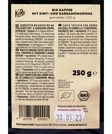 KoRo - Organic Cinnamon and Cardamom Coffee 250g - Buy Online on GoSupps.com