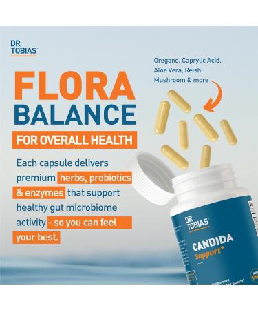 Dr. Tobias Candida Support (Gut Flora Balance Complex) + L Lysine 500 mg Tablets Intestinal Detox & Probiotic Enzyme Cleanse with Essential Amino Acid for Collagen & Skin Health - Buy Online on GoSupps.com