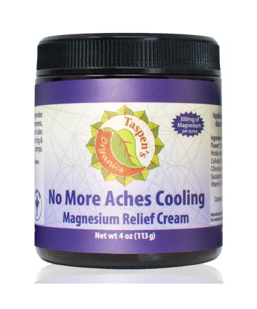Magnesium No More Aches Cooling Cream - Fast-Acting Formula for Muscle & Joint Discomfort - Natural Ingredients - Non-Greasy - Cruelty-Free (4 oz)