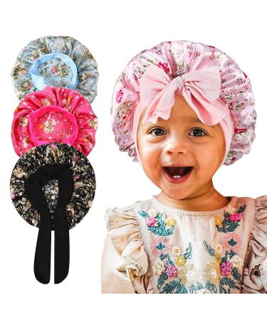 4Pcs Kids Satin Hair Bonnets - Soft Silk Sleeping Caps for Curly Natural Hair - Buy Online on GoSupps.com