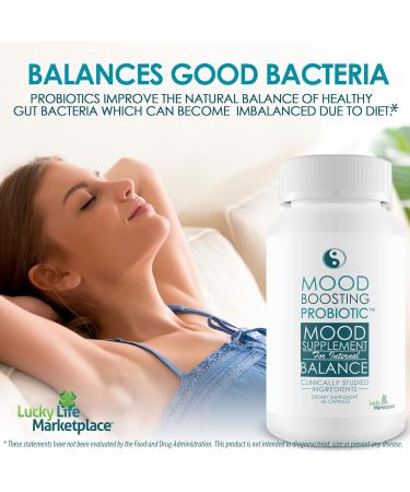 Mood Boosting Probiotic Mood Supplement - Universal Formula for Women & Men - Prebiotic & Probiotic Support for Full Body Benefits - Aid Improved Digestive Health & Immune Health - Buy Online on GoSupps.com