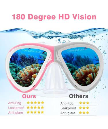 Kids Snorkel Set - Pink Diving Mask for Boys and Girls with Anti-Leak Technology, Spare Mouthpiece, and Carrying Bag - Ideal for Snorkeling and Diving Adventures - Buy Online on GoSupps.com