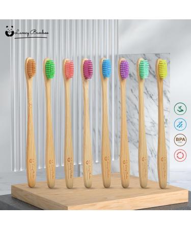 Lamcy Bamboo Toothbrushes for Adults with Medium Bristles | Pack of 8 Natural Bamboo Toothbrush | Eco-Friendly Natural Wooden Toothbrush | Organic Biodegradable Handle | BPA Free Tooth Brushes Adults - 8 Pack - Buy Online on GoSupps.com