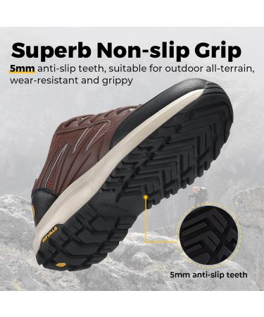 Fitville Extra Wide Men's Waterproof Hiking Shoes - Slipproof Trekking Footwear for All Weather - EU Size 46.5 X-Wide Brown - Buy Online on GoSupps.com