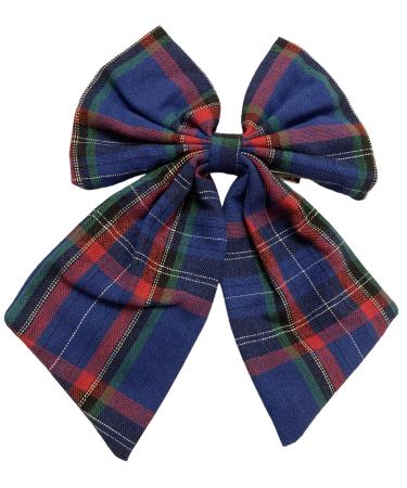 YUPs Tartan bow knot hair clips Plaid fashion accessories Festive hairpins Handmade bow knot clip for Girls and Women (Blue)