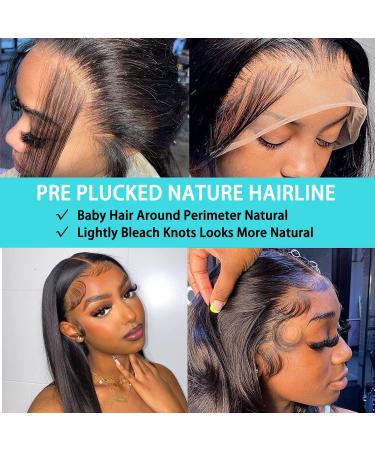 LHENDS 24 Inch Straight Lace Front Human Hair Wig - 180% Density, Brazilian Virgin Hair, HD Transparent Lace, Pre Plucked with Baby Hair - Black Women - Buy Online on GoSupps.com