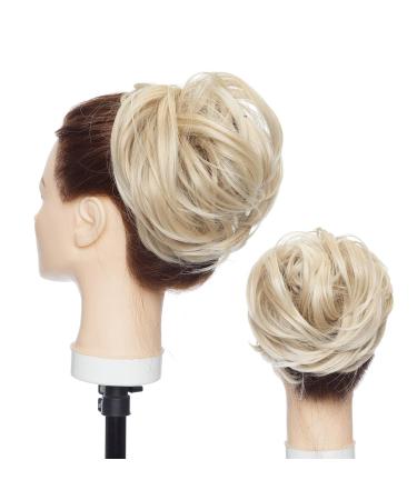 Shop Thick 80g Large Hair Tie Extensions for Messy Buns & Updos - Voluminous Ash Blonde & Bleach Blonde Hair - Buy Online on GoSupps.com