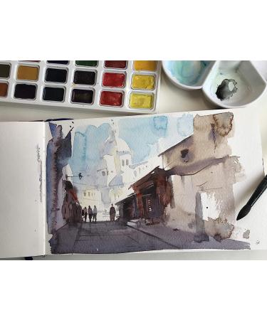 Watercolor Journal  3.5x5.5  140 LB  300 GSM  tumuarta Cotton Paper  Cold Press  24 Sheets  48 Pages  Watercolor Paper Sketchbooks for Use As Travel Notebook and Mixed Media Pad On The Go Gray 3.5" x 5.5" - Buy Online on GoSupps.com