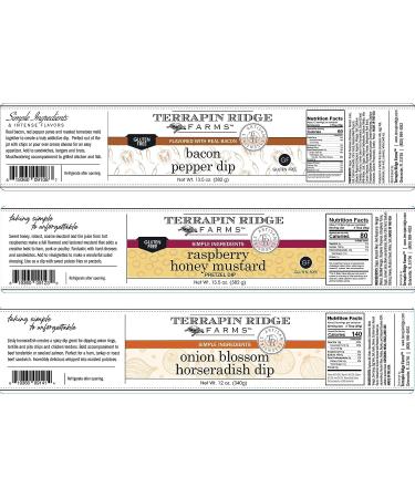 Terrapin Ridge Farms Gourmet Dip Sampler Set for Charcuterie Boards - Raspberry Honey Mustard, Onion Blossom Horseradish, Bacon Pepper Dips - Ideal for Meats, Chips, Cheese - 3 Jars Bundle - Buy Online on GoSupps.com