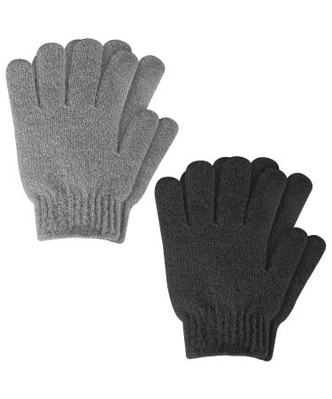 Wllhyf Peeling Gloves - 2 Pairs Double-Sided Shower & Scrub Accessories for Dead Skin Removal | Black & Gray Spa Massage Essential - Buy Online on GoSupps.com