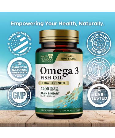 Omega 3 Fish Oil 1200mg - Triple Strength Softgels Omega-3 Supplements Natural Brain Heart Health & Immune Support - Fatty Acids with EPA & DHA - Wild Caught Fish Oil Supplement - 120 Softgels 120 Count (Pack of 1) - Buy Online on GoSupps.com