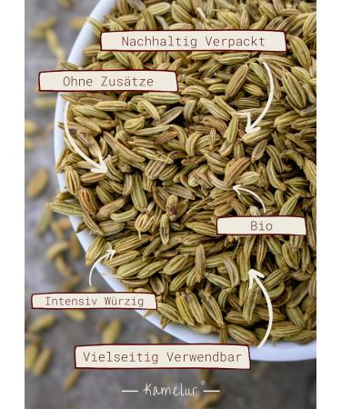 500g of organic whole fennel seeds without additives - aromatic fennel as a base for a beneficial organic fennel tea - Buy Online on GoSupps.com