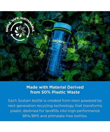 Nalgene Sustain Tritan BPA-Free Water Bottle Made with Material Derived From 50% Plastic Waste  16 OZ  Wide Mouth Aubergine Sustain Water Bottle - Buy Online on GoSupps.com