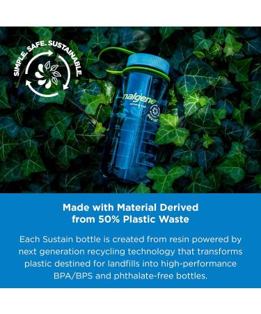 Nalgene Unisex Adult Wide Mouth Sustain Bottle 1L - Eco-Friendly Cerulean | International Shipping Available - Buy Online on GoSupps.com