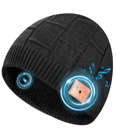 Bluetooth Beanie Hat Wireless Beanie for Men, Unique Tech Gift for Men Him Boyfriends Teens Boys Girls Black