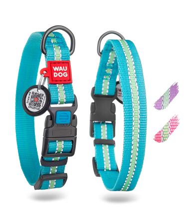 Waudog Reflecting dog collar big dogs nylon dog collar medium-sized dog collar small dogs adjustable puppy clay nylon dog collars blue bright 24-40 cm length 20 mm width - Buy Online on GoSupps.com